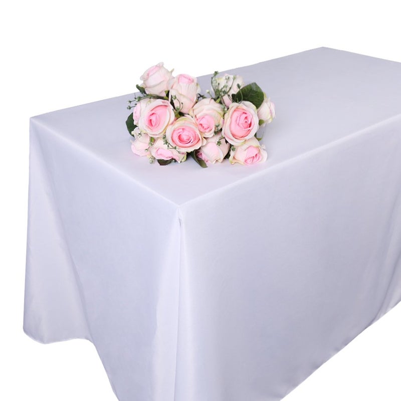 GFCC White Square Polyester Tablecloth 120 x 120 -Inch. Parties Table Decor - Image 3
